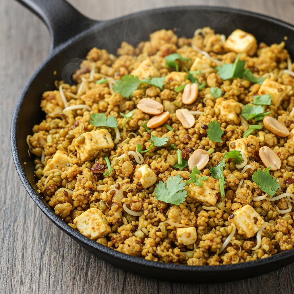 Masala Soya and Paneer Protein-Packed Hash with Sprouted Moong