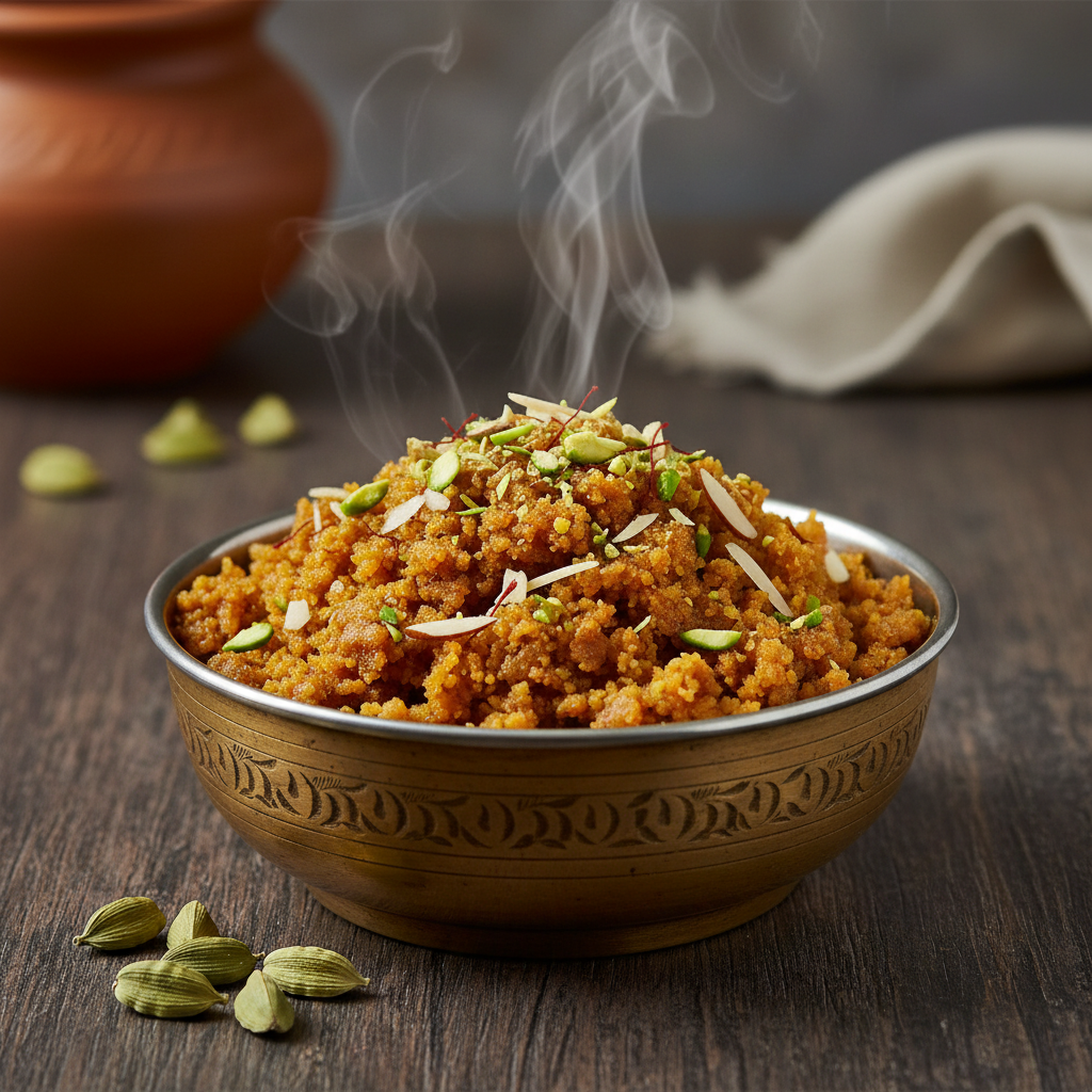 Saffron-Infused Sprouted Moong and Paneer Muscle-Building Halwa