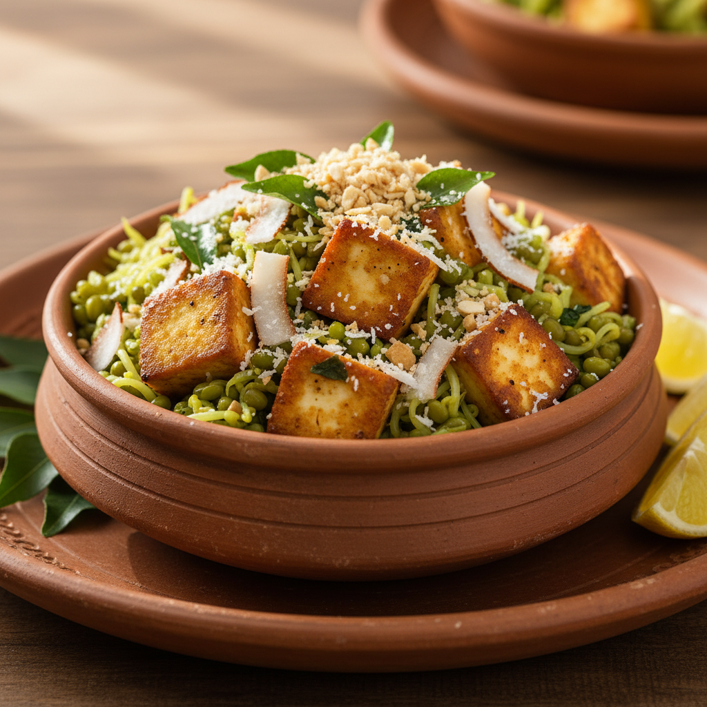 Zesty Paneer and Sprouted Moong Dal Sundal Fitness Bowl