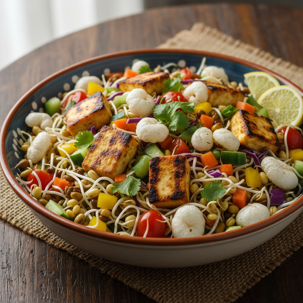 Zesty Sprouted Moth Bean and Grilled Paneer Protein Crunch Bowl